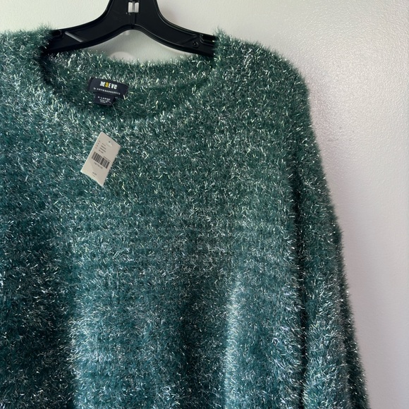 Anthropologie Maeve Tinsel Eyelash Sweater Size XL Teal Green - Picture 8 of 13